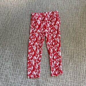 Boden Red and White Floral Cropped Pants size 10 Bembridge Trousers